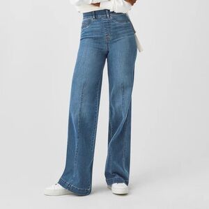 Spanx seamed wide leg jeans size L petite
